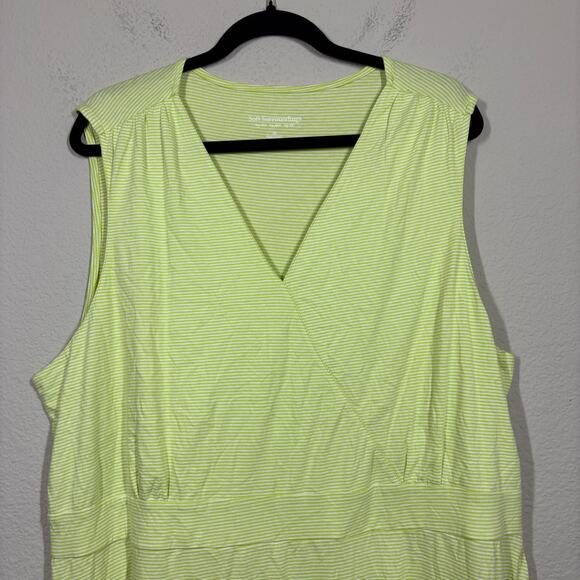 Soft Surroundings Plus 2X Claudia Shift Midi Dress Green Pinstriped Tiered - Picture 4 of 9